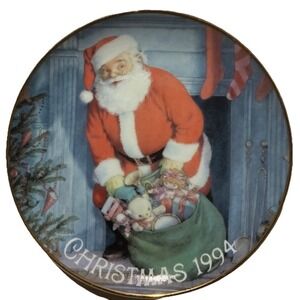Christmas 1994 Keepsake Plate Santa Claus American Greetings Forget Me Not 8"
